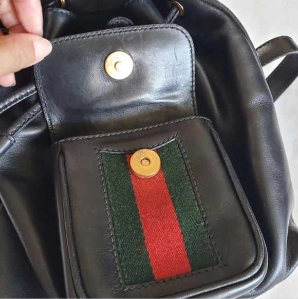 VINTAGE GUCCI Mini Leather Backpack Bamboo handle - Picture 9 of 16